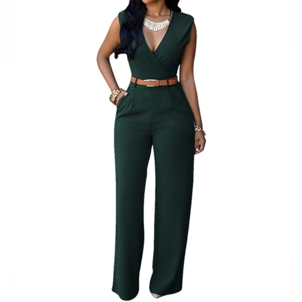 Green pocketed jumpsuit